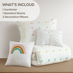Parure de lit en jacquard de coton à pompons Ensley pour enfants au design intelligent avec coussins décoratifs