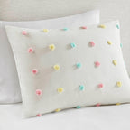 Parure de lit en jacquard de coton à pompons Ensley pour enfants au design intelligent avec coussins décoratifs