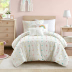 Parure de lit en jacquard de coton à pompons Ensley pour enfants au design intelligent avec coussins décoratifs