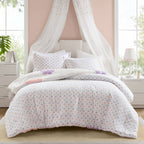 Parure de lit réversible en chenille touffetée à motif floral Madeline pour enfants au design intelligent