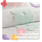 Parure de lit réversible en chenille touffetée à motif floral Madeline pour enfants au design intelligent