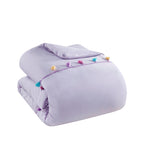 Parure de lit Tanya à pompons et coussin en forme de cœur pour enfants au design intelligent