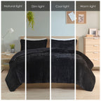 Ensemble de mini-couette à poils longs Leena au design intelligent