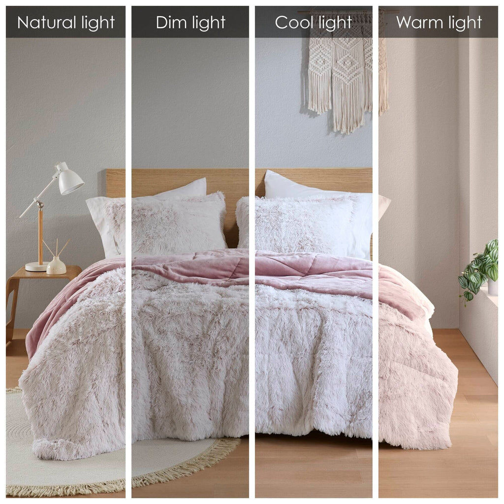 Ensemble de mini-couette à poils longs Leena au design intelligent