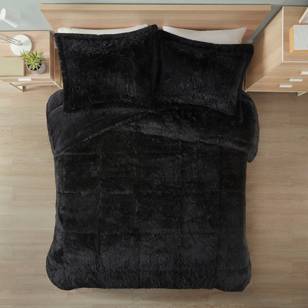 Ensemble de mini-couette à poils longs Leena au design intelligent