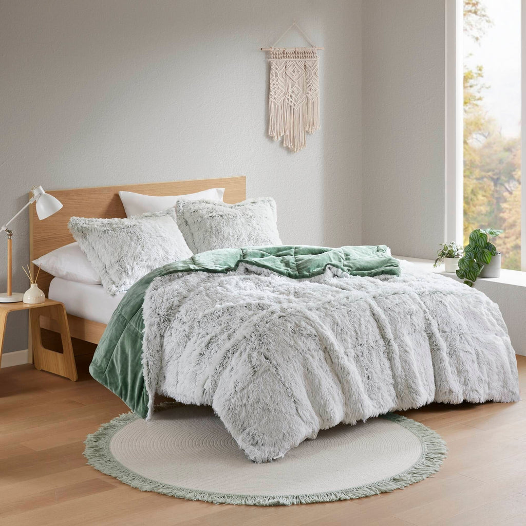 Ensemble de mini-couette à poils longs Leena au design intelligent