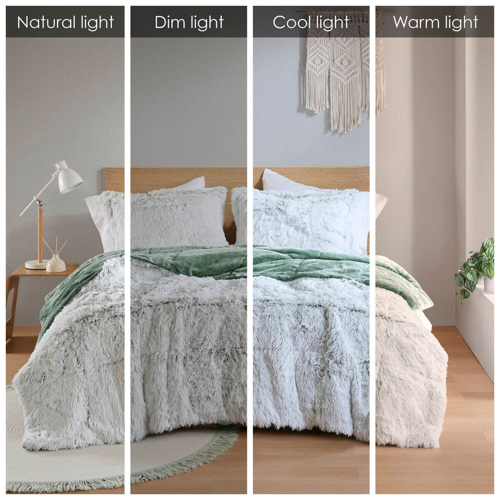 Ensemble de mini-couette à poils longs Leena au design intelligent