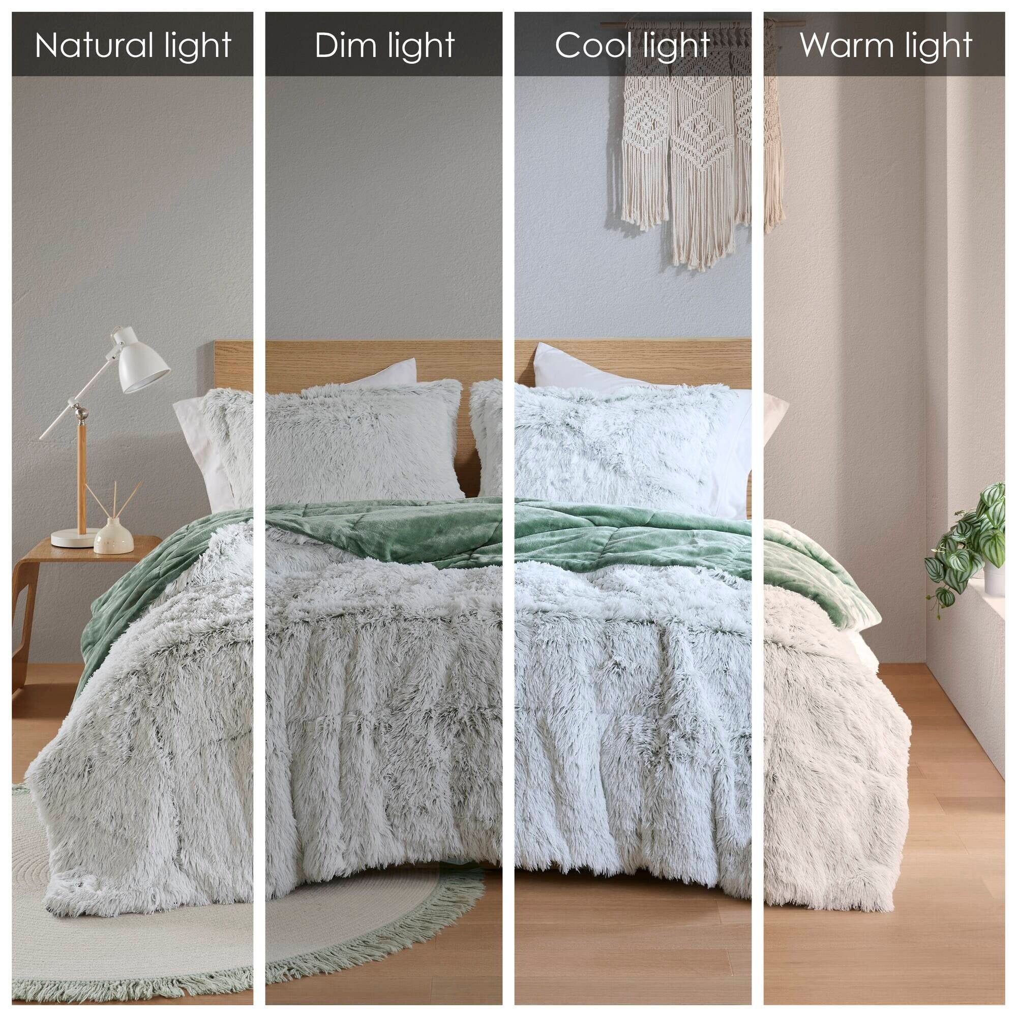 Ensemble de mini-couette à poils longs Leena au design intelligent