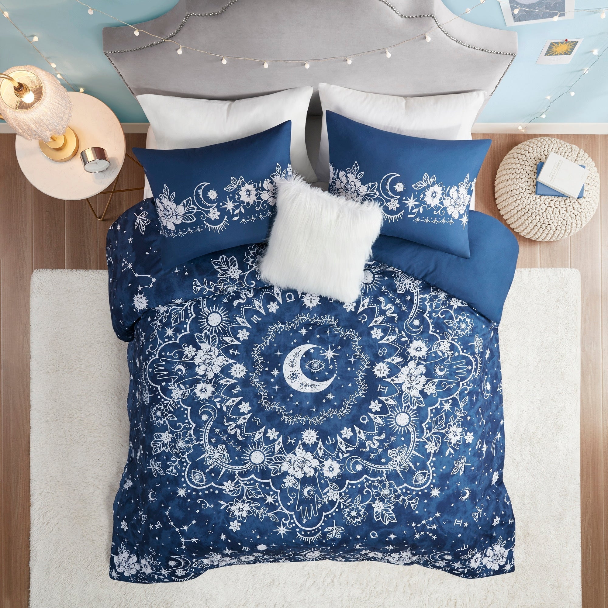 Parure de lit intelligente design Luna Navy Celestial