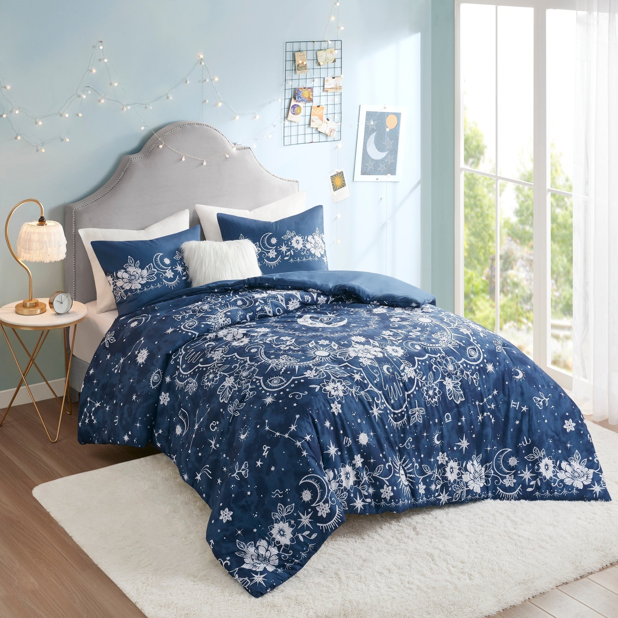 Parure de lit intelligente design Luna Navy Celestial
