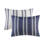 Parure de lit réversible à rayures bleu marine Miles au design intelligent