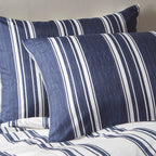Parure de lit réversible à rayures bleu marine Miles au design intelligent