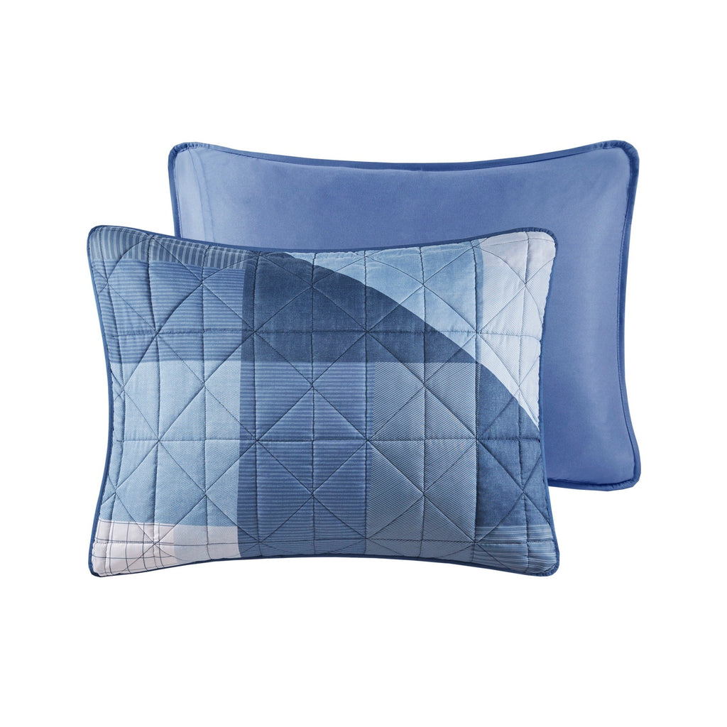 Parure de lit réversible imprimée patchwork bleu Wesley de Intelligent Design