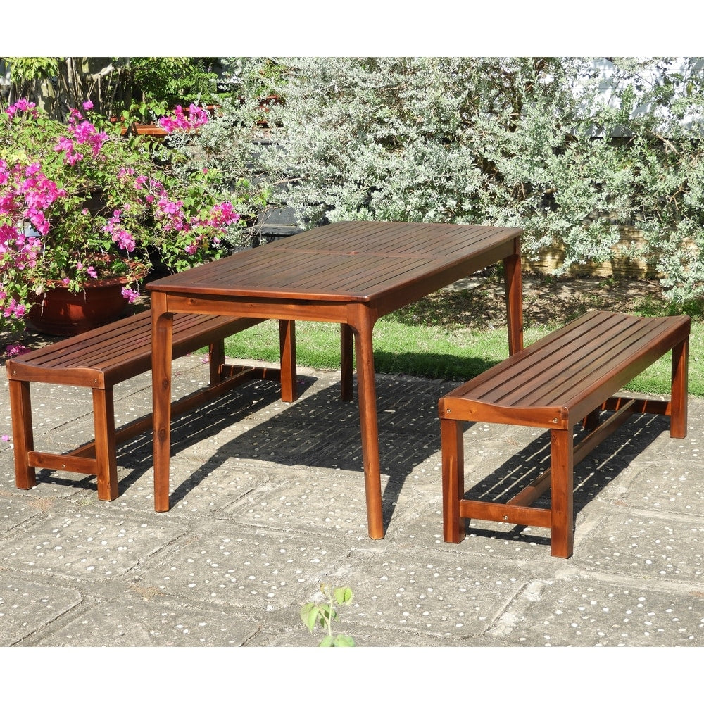 Ensemble de salle à manger de patio Highland 3 pièces en acacia