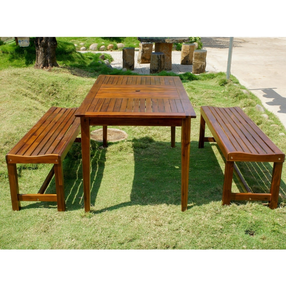 Ensemble de salle à manger de patio Highland 3 pièces en acacia
