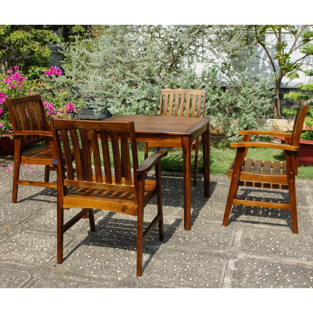 Ensemble de salle à manger de patio Highland 5 pièces en acacia