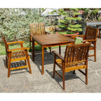 Ensemble de salle à manger de patio Highland 5 pièces en acacia