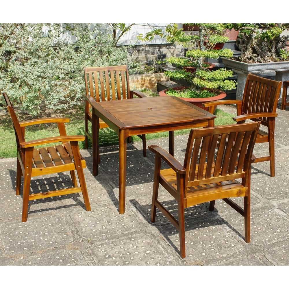 Ensemble de salle à manger de patio Highland 5 pièces en acacia