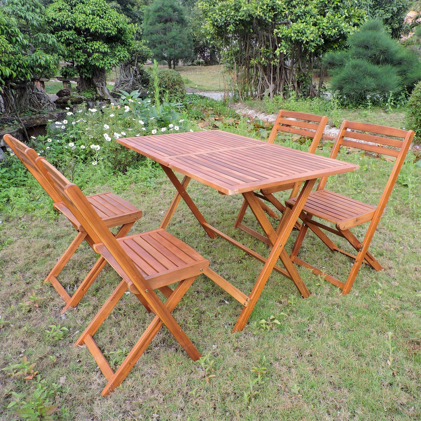 Ensemble de salle à manger de patio 5 pièces en acacia International Caravan Royal Fiji