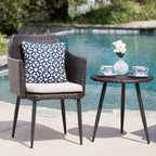 Salon de jardin rond en osier Iona, 3 pièces, avec coussins, par Christopher Knight Home