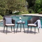 Salon de jardin rond en osier Iona, 3 pièces, avec coussins, par Christopher Knight Home