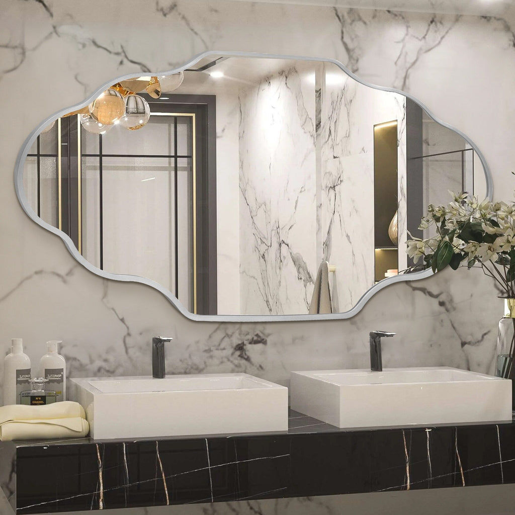 Miroir mural irrégulier festonné avec cadre en alliage d'aluminium