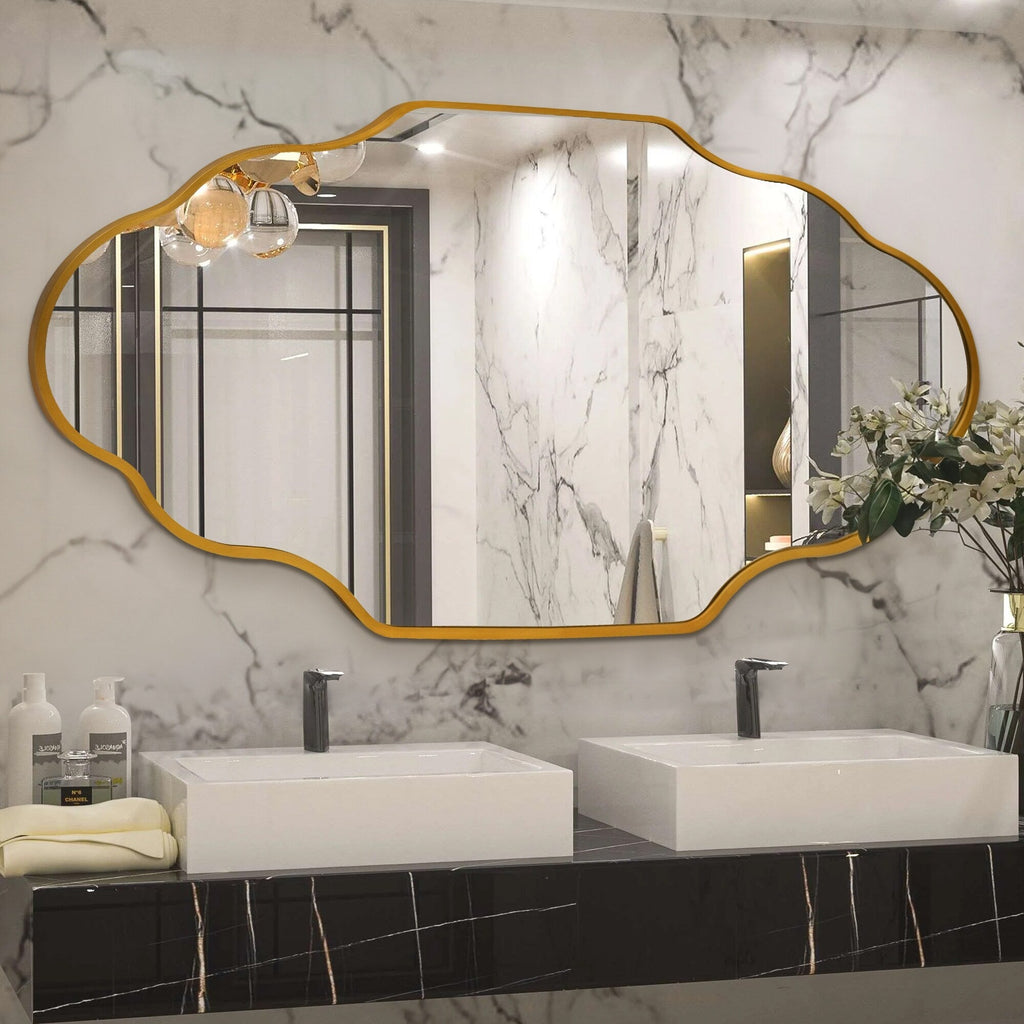 Miroir mural irrégulier festonné avec cadre en alliage d'aluminium
