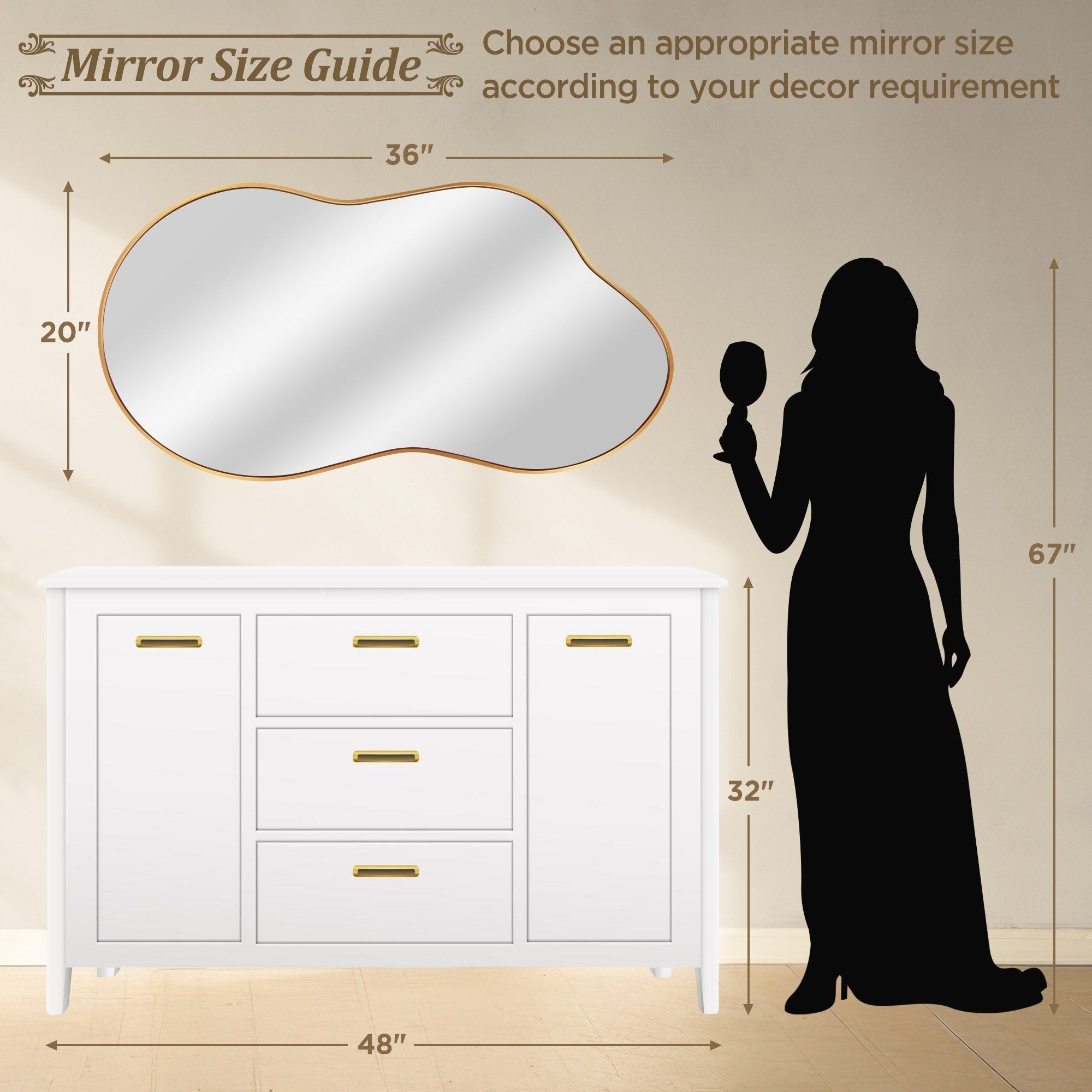 Miroir mural irrégulier Miroir mural décoratif asymétrique
