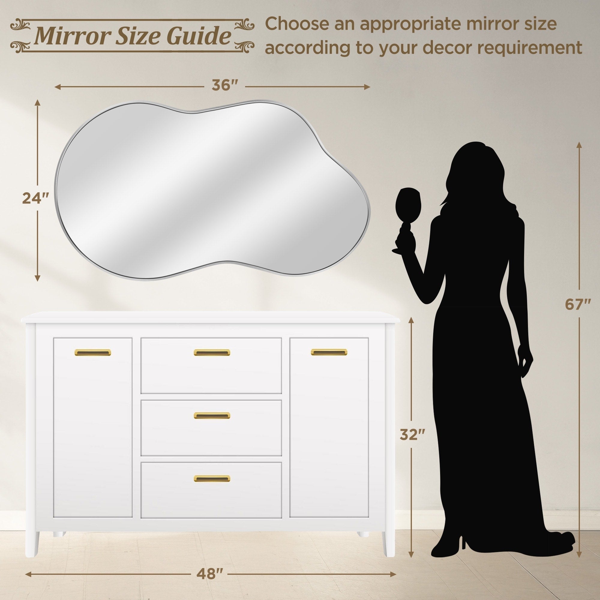 Miroir mural irrégulier Miroir mural décoratif asymétrique