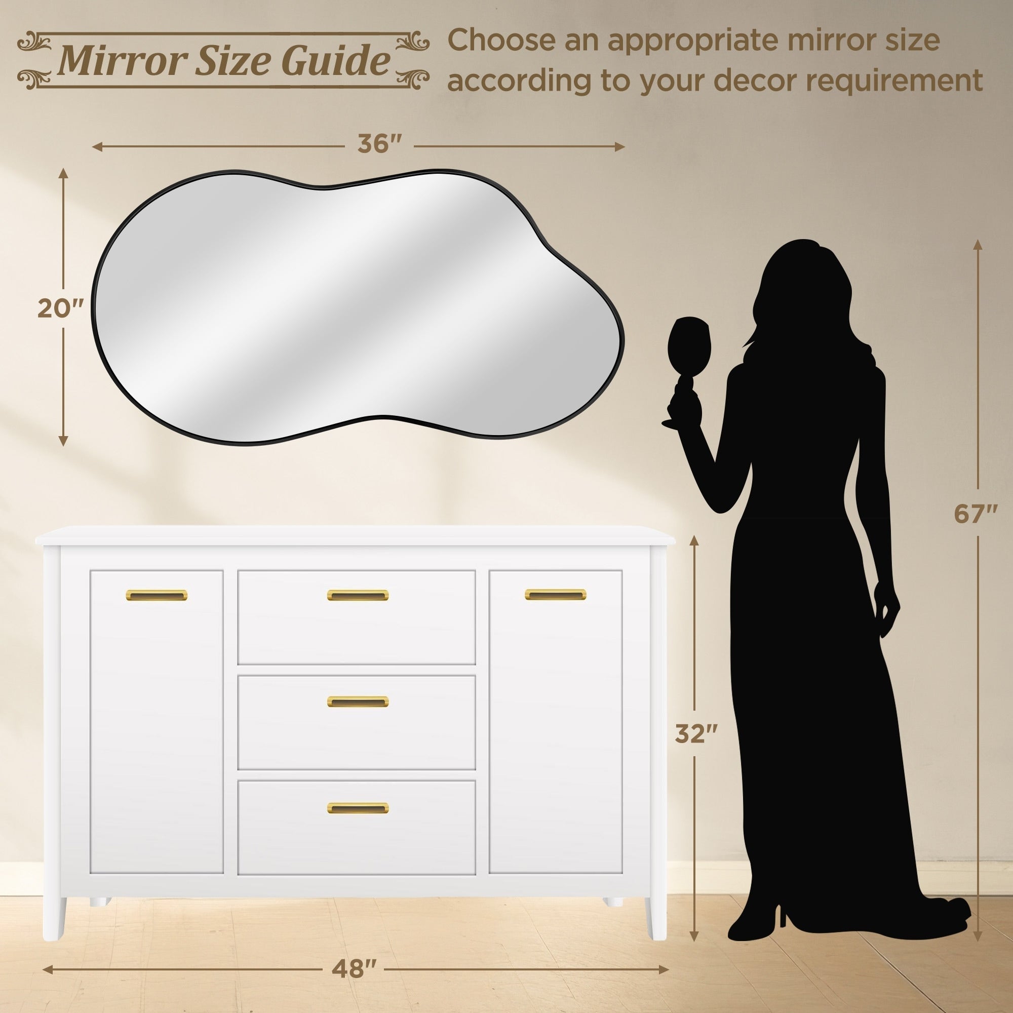 Miroir mural irrégulier Miroir mural décoratif asymétrique