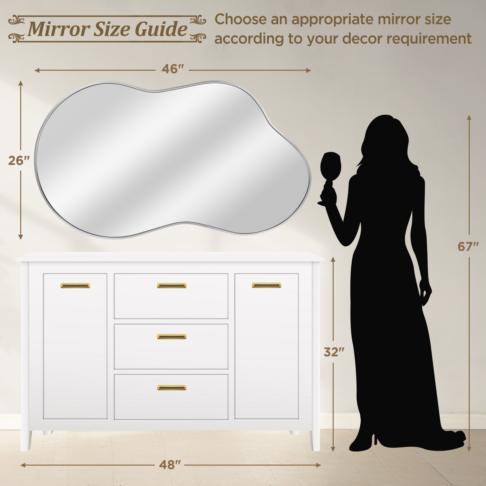 Miroir mural irrégulier Miroir mural décoratif asymétrique