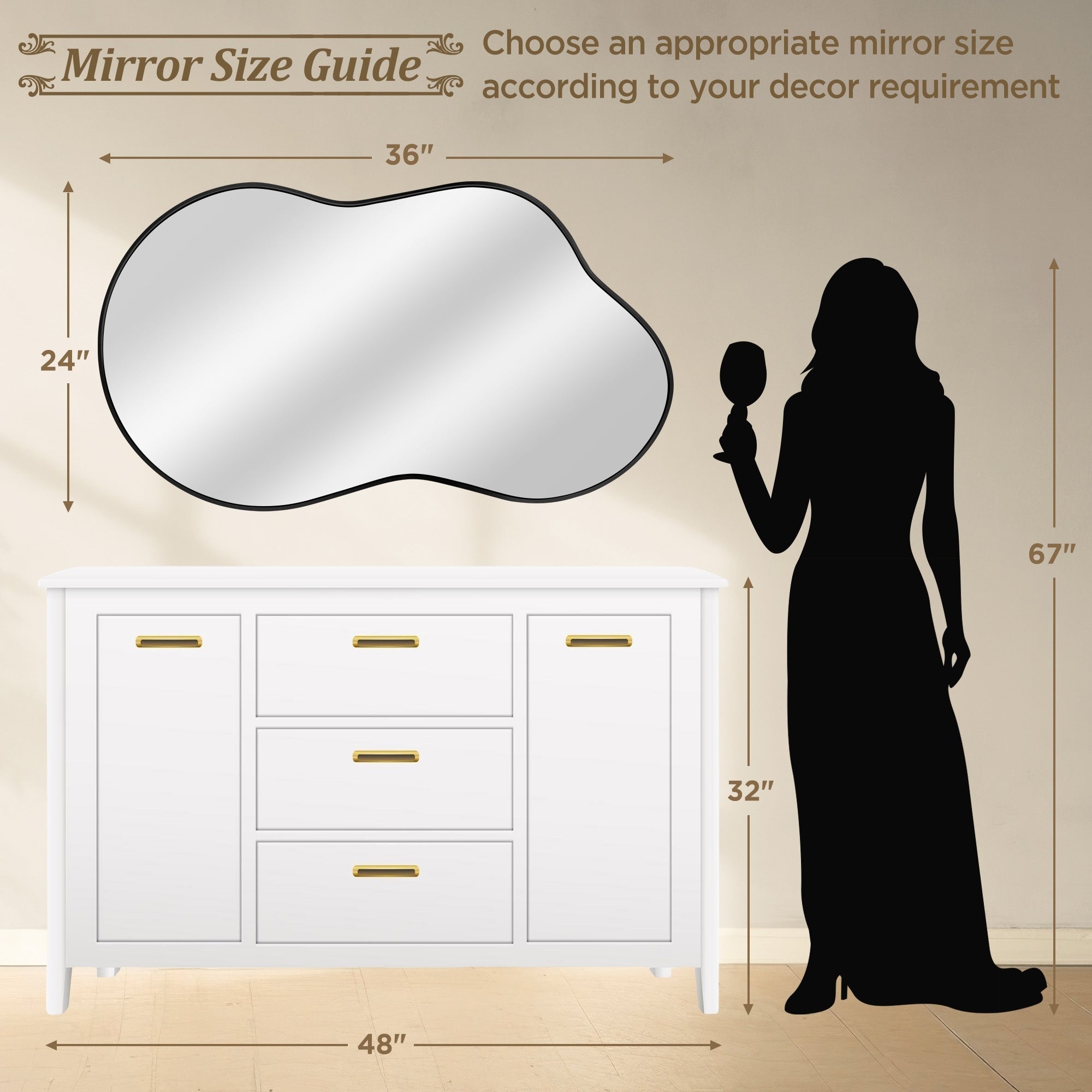 Miroir mural irrégulier Miroir mural décoratif asymétrique