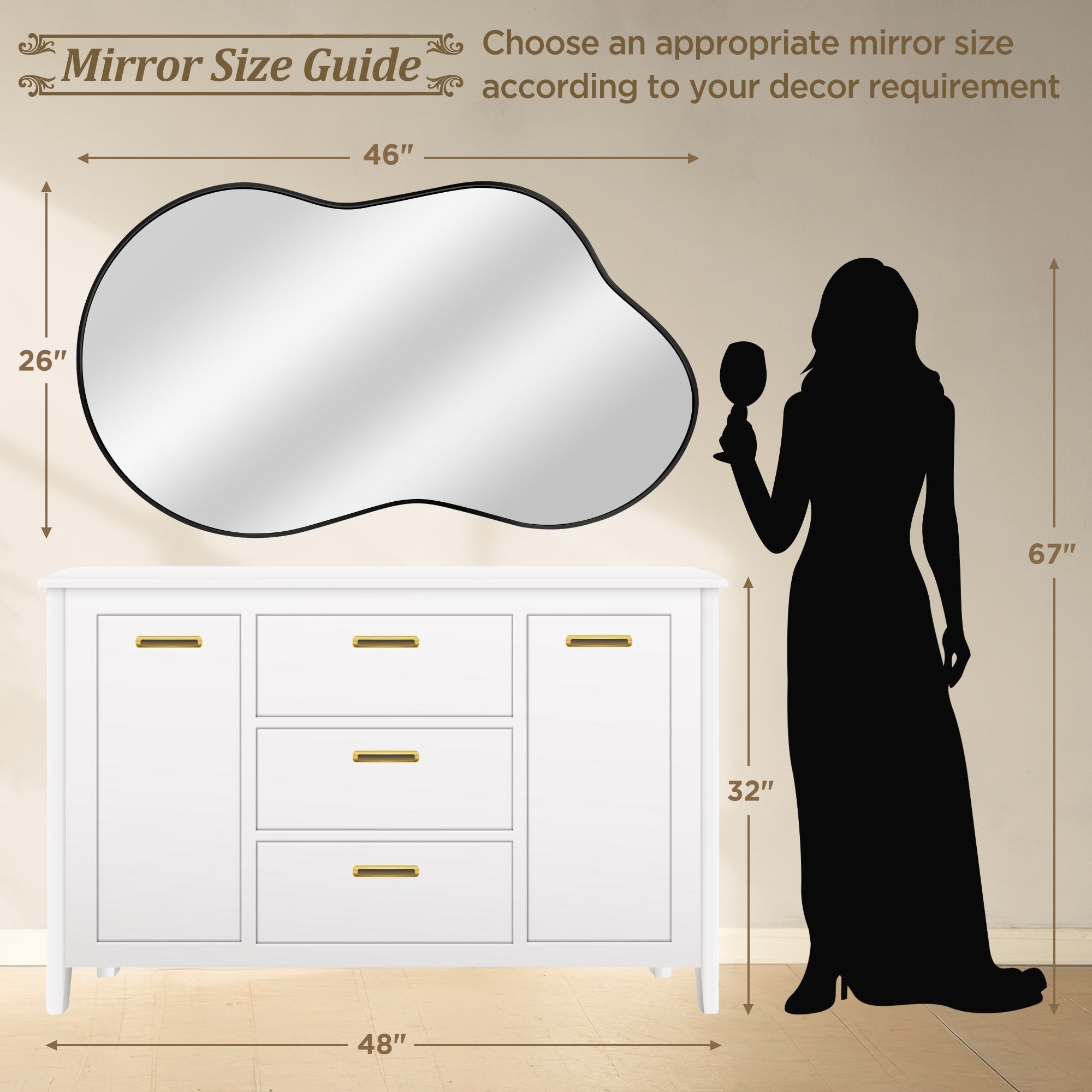 Miroir mural irrégulier Miroir mural décoratif asymétrique