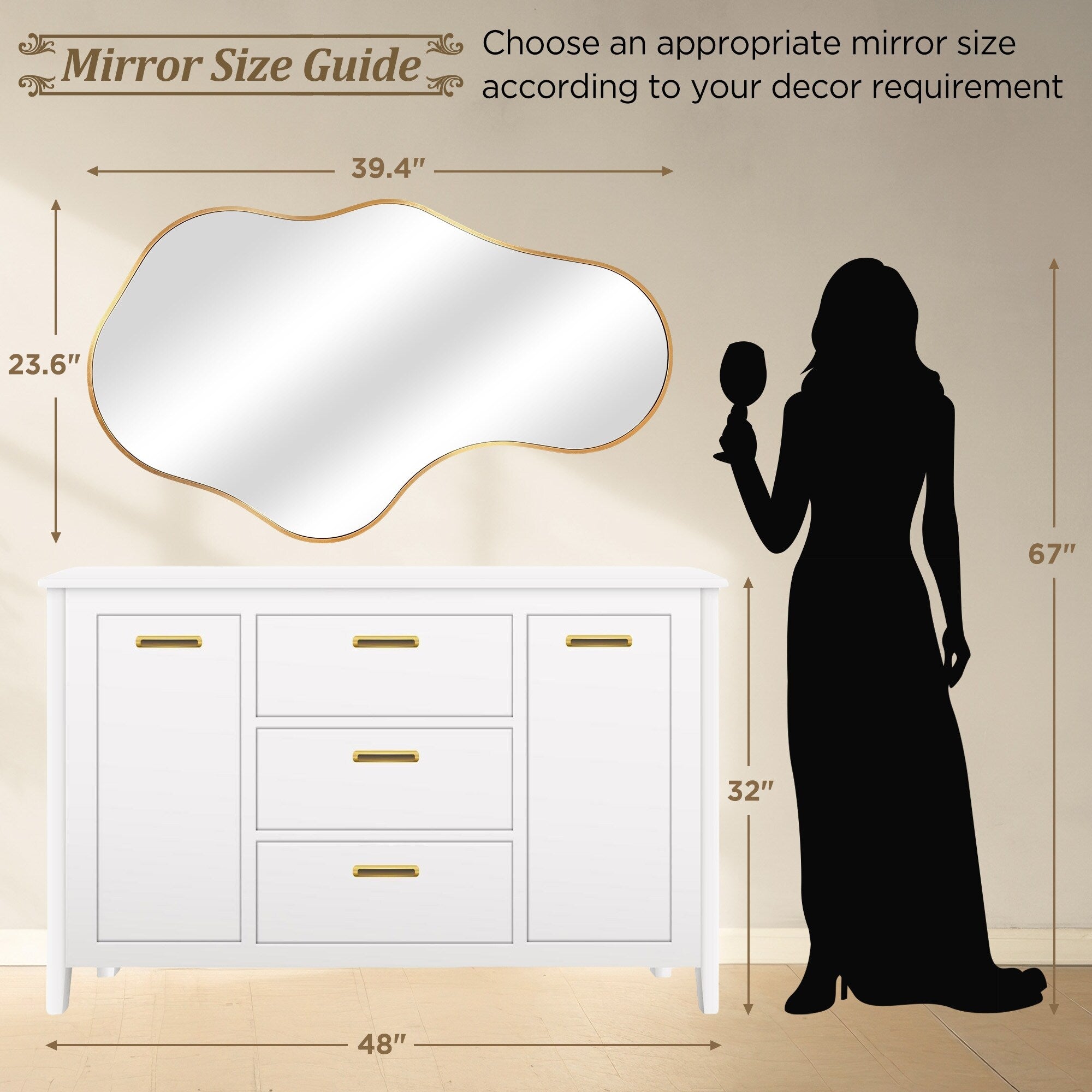 Miroir mural irrégulier Miroir mural décoratif asymétrique