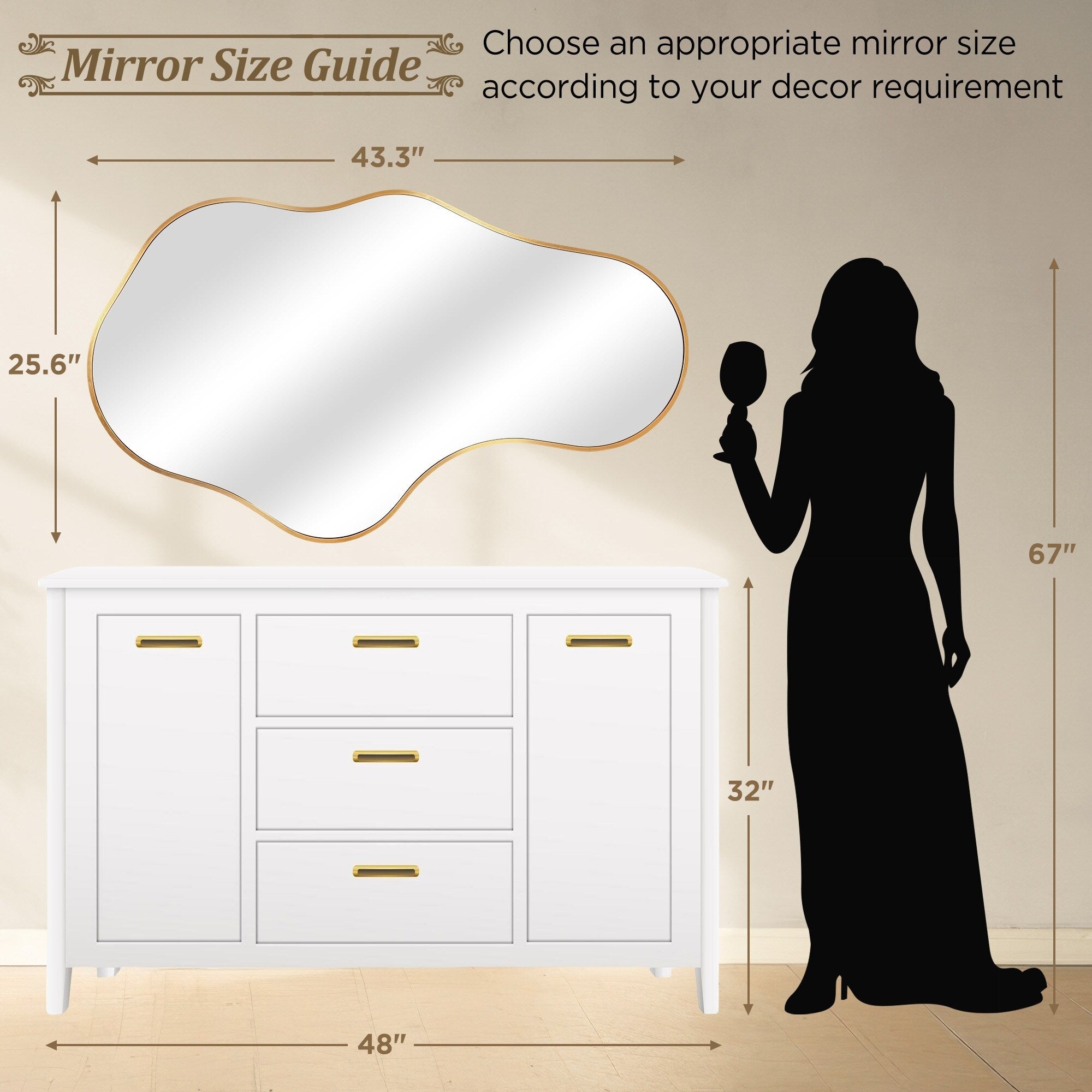 Miroir mural irrégulier Miroir mural décoratif asymétrique