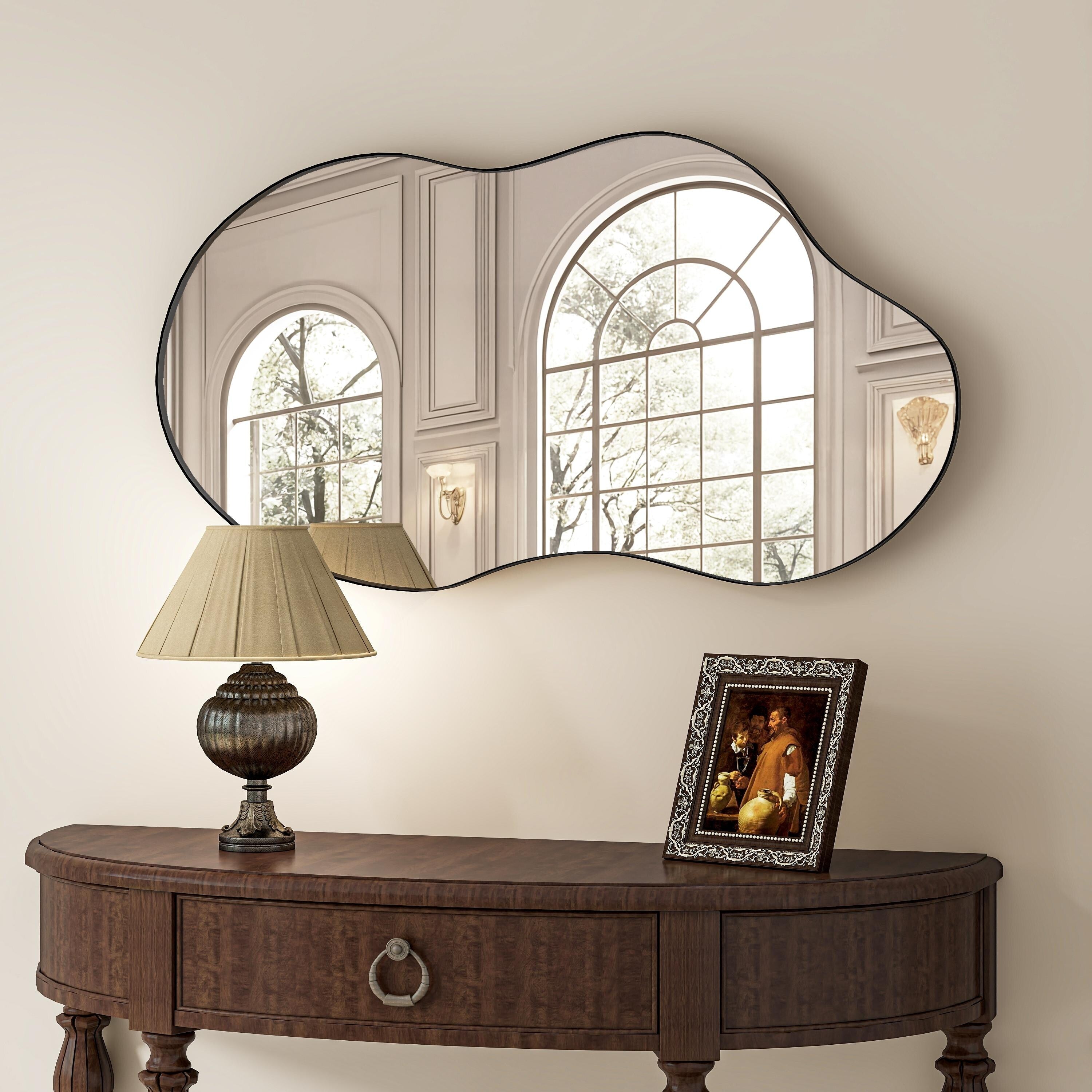 Miroir mural antique ondulé irrégulier - 35,8 × 21,7