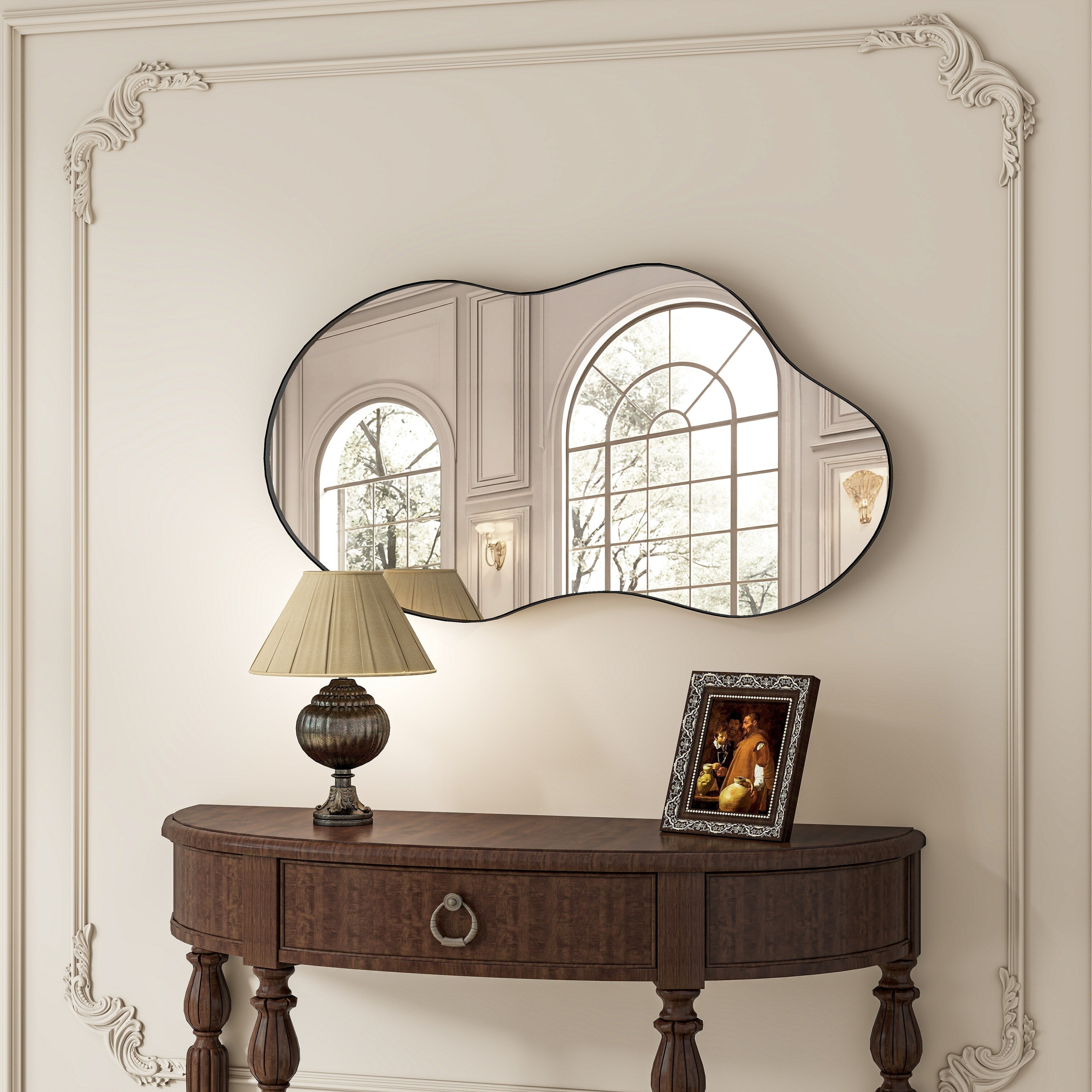 Miroir mural antique ondulé irrégulier - 35,8 × 21,7