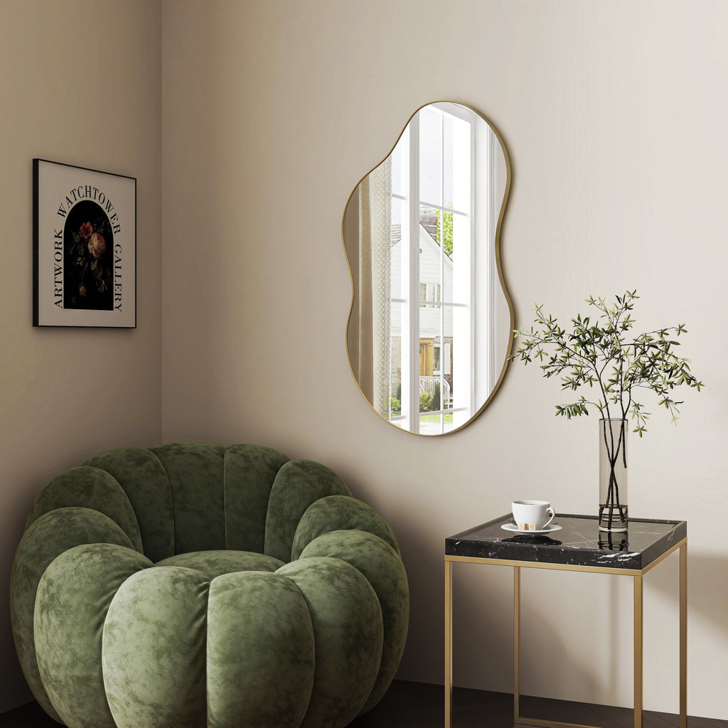 Miroir mural antique ondulé irrégulier - 35,8 × 21,7