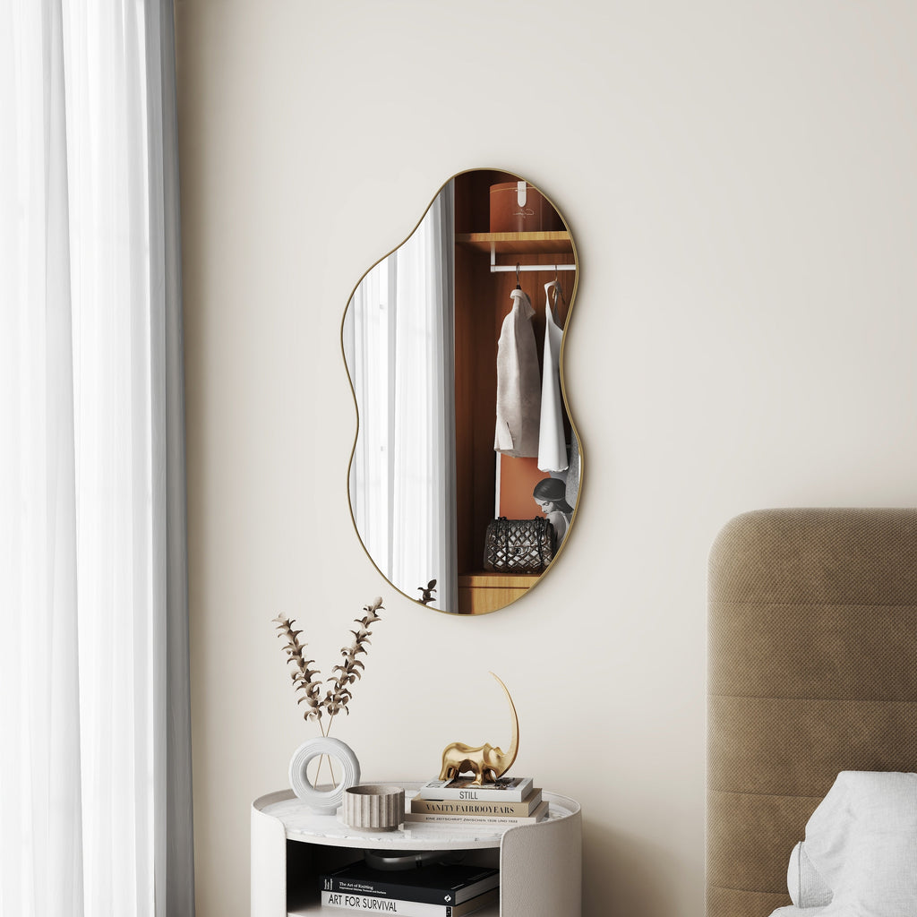 Miroir mural antique ondulé irrégulier - 35,8 × 21,7