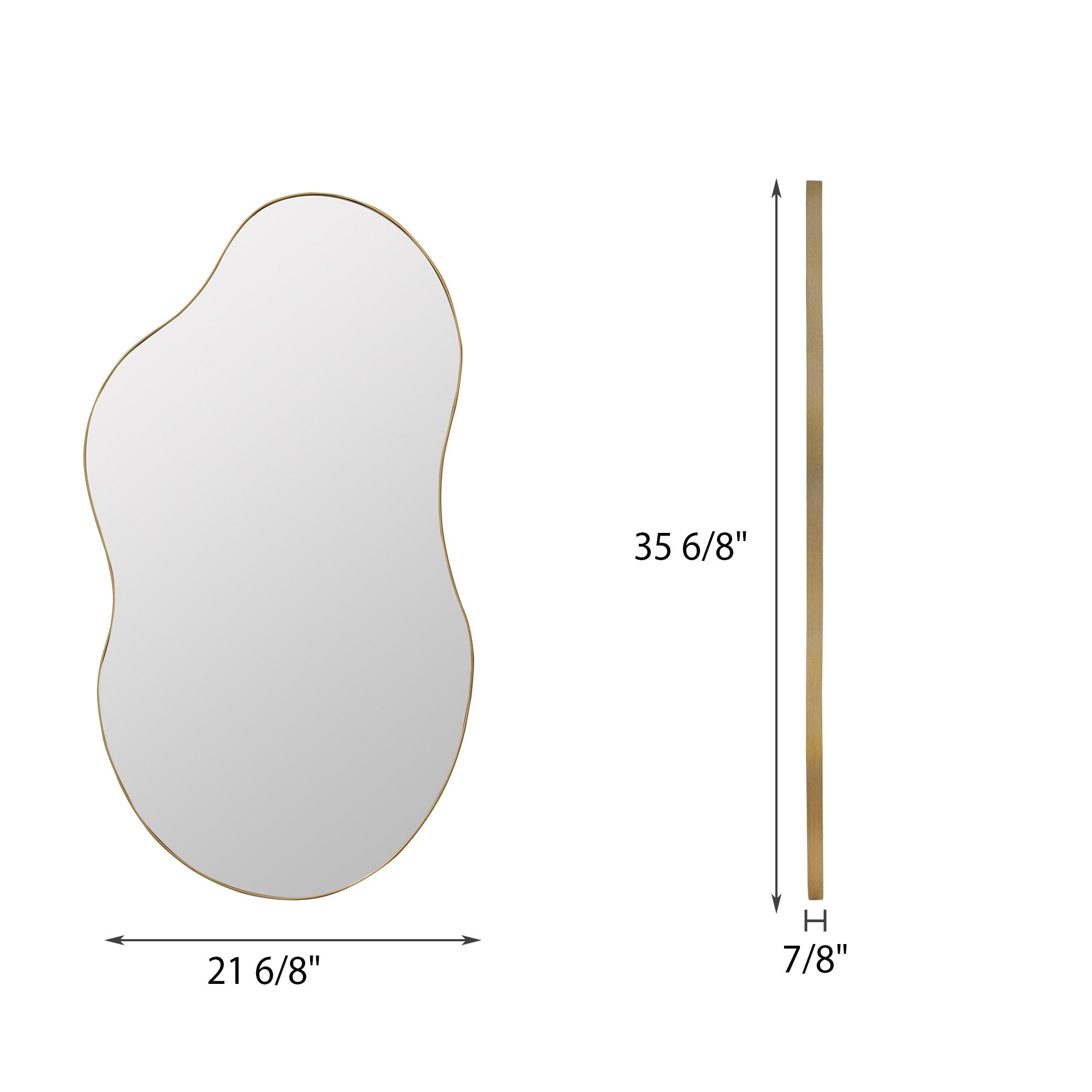 Miroir mural antique ondulé irrégulier - 35,8 × 21,7
