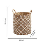 Panier rond tissé en jonc de mer et jacinthe d'eau Isidore pour le rangement de la maison