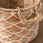 Panier rond tissé en jonc de mer et jacinthe d'eau Isidore pour le rangement de la maison