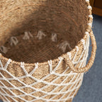 Panier rond tissé en jonc de mer et jacinthe d'eau Isidore pour le rangement de la maison