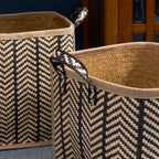 Panier rond tissé en jonc de mer et jacinthe d'eau Isidore pour le rangement de la maison