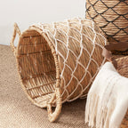 Panier rond tissé en jonc de mer et jacinthe d'eau Isidore pour le rangement de la maison