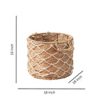 Panier rond tissé en jonc de mer et jacinthe d'eau Isidore pour le rangement de la maison