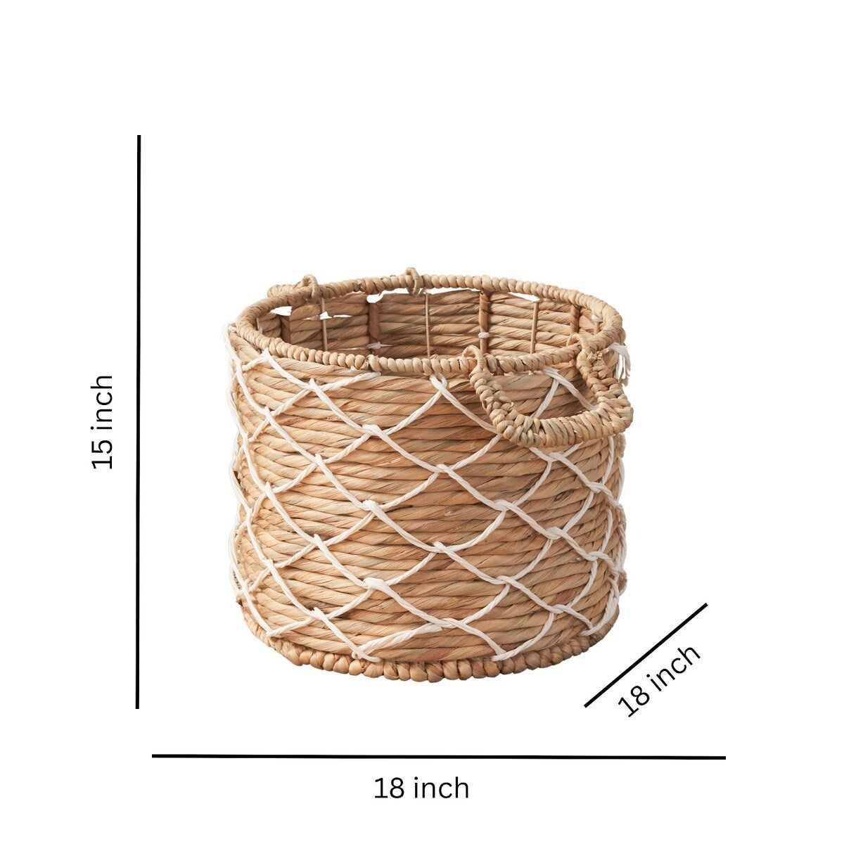 Panier rond tissé en jonc de mer et jacinthe d'eau Isidore pour le rangement de la maison