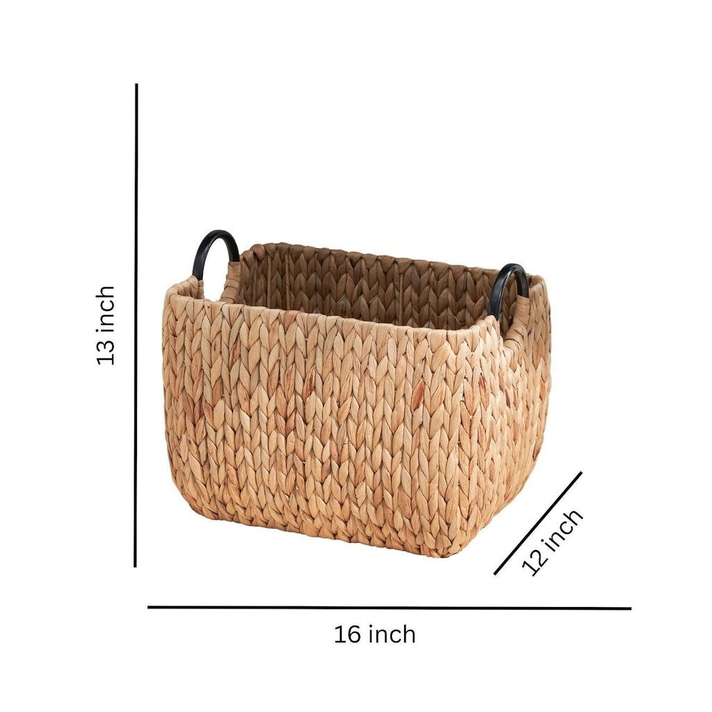 Panier rond tissé en jonc de mer et jacinthe d'eau Isidore pour le rangement de la maison