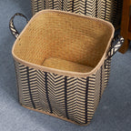 Panier rond tissé en jonc de mer et jacinthe d'eau Isidore pour le rangement de la maison