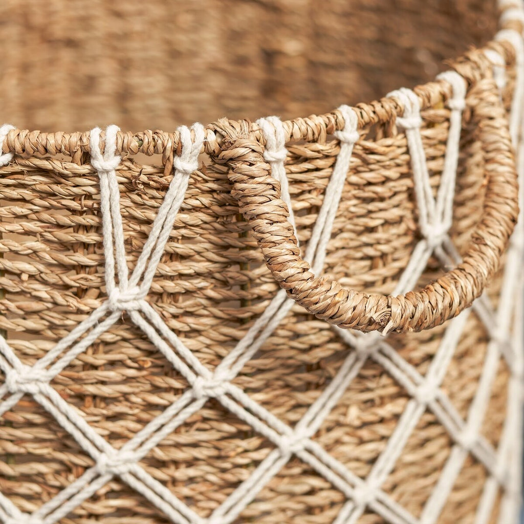Panier rond tissé en jonc de mer et jacinthe d'eau Isidore pour le rangement de la maison
